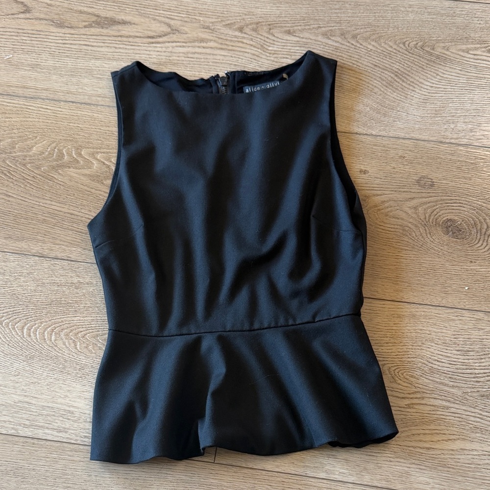 Alice + Olivia Black Peplum Blouse
